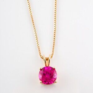 Pink Topaz Pendant with 18" Chain 14kt Gold over sterling Silver